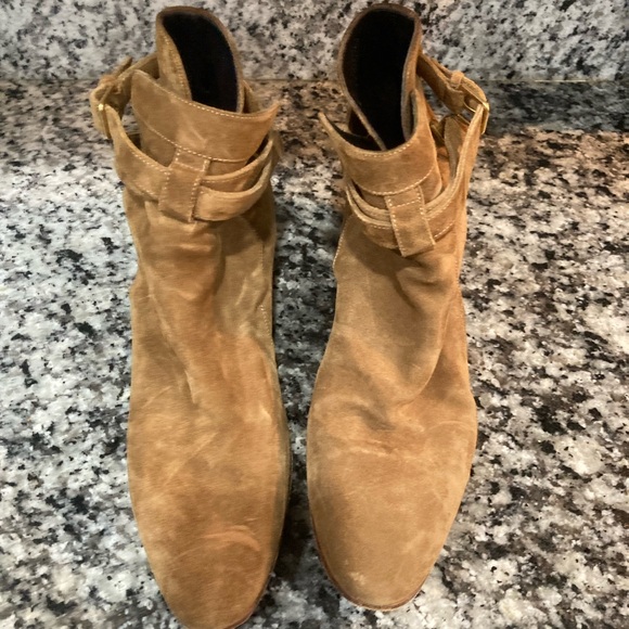 Saint Laurent Tan Ankle Boots - Picture 1 of 9